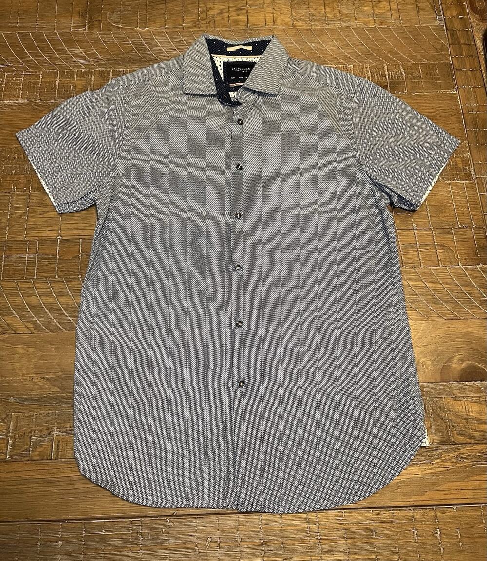 Cactus Man Navy Casual Button Down Shirt Size Small Men’s Short Sleeve Top